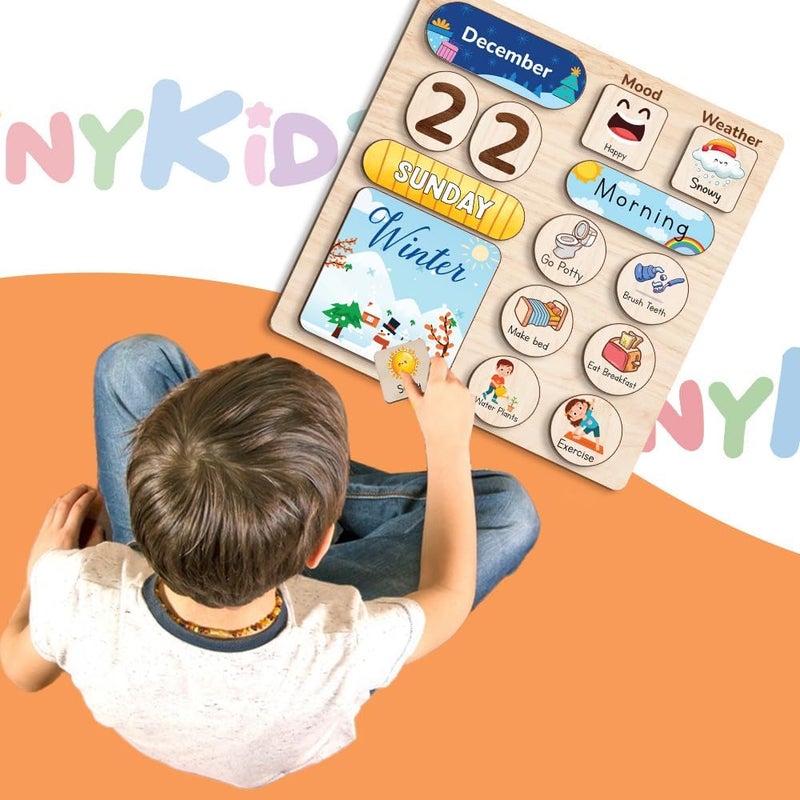 TinyKidz Store Wooden Daily Routine Chart, Kid Calendar, Routine Chart for Toddlers, Morning Bedtime Routine Chart for Toddlers (06) - Image 2